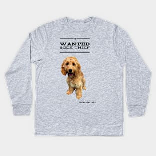 Cockapoo / Doodle Dog Sock Thief Kids Long Sleeve T-Shirt